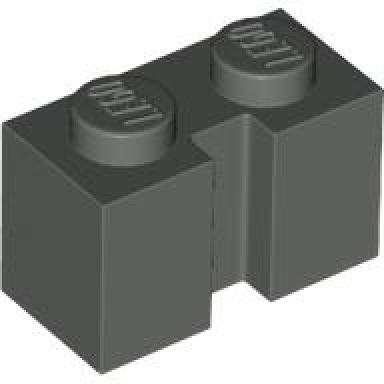 dark gray brick modified 1 x 2 with channel