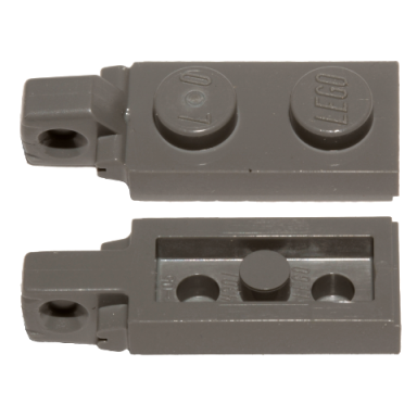 dark gray hinge plate 1 x 2 locking with 1 finger on end with bottom groove