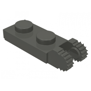 dark gray hinge plate 1 x 2 locking with 2 fingers on end