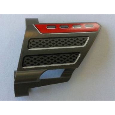 dark gray technic panel fairing 22 large short small hole side a with vent holes and grille pattern sticker - set 8454