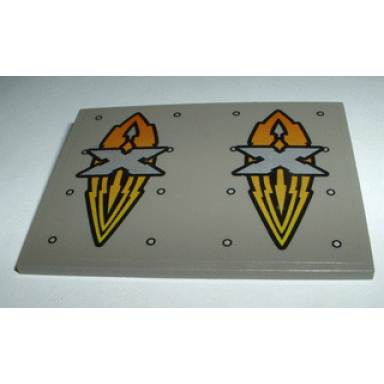 dark gray slope 10 6 x 8 with x island xtreme stunts logo pattern sticker - set 6737