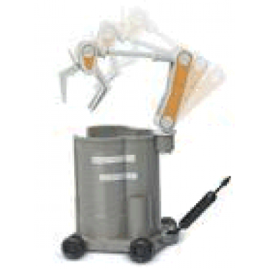 dark gray duplo half-canister cart with wheels lever with pincers and black pull-handle