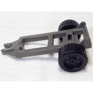 dark gray duplo farm trailer frame with wheels large reinforcement around axle