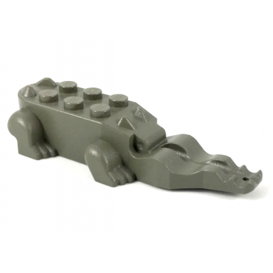 dark gray alligator crocodile body with 4 bottom teeth