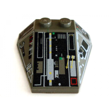 dark gray wedge 4 x 4 triple without stud notches with ucs x-wing fighter black panels pattern