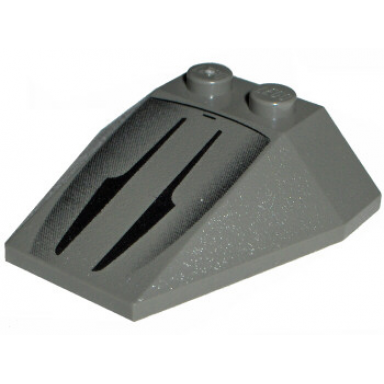 dark gray wedge 4 x 4 triple without stud notches with sw black flared lines pattern