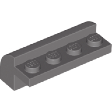 dark gray slope curved 2 x 4 x 1 1 3 with 4 recessed studs