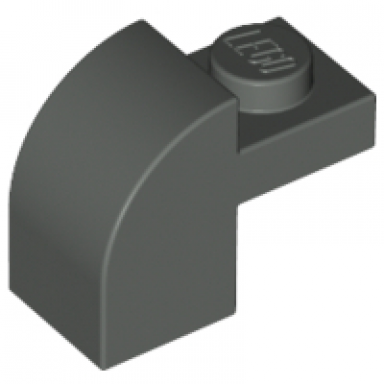 dark gray slope curved 2 x 1 x 1 1 3 with recessed stud