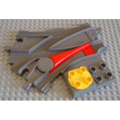 dark gray duplo train track switcher with 2 x 2 studs