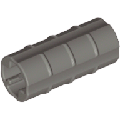 dark gray technic axle connector 2l ridged with x hole x orientation