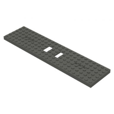 dark gray train base 6 x 24 with 3 round holes each end