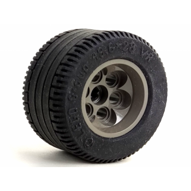 dark gray wheel 36.8mm d x 26mm vr with axle hole with black tire 49.6 x 28 vr 6595 6594