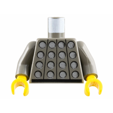 dark gray torso studded armor with silver circles black belt pattern dark gray arms yellow hands