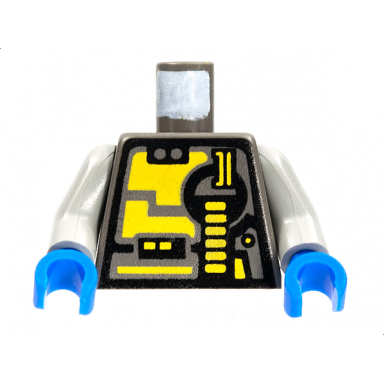 dark gray torso space unitron pattern light gray arms blue hands