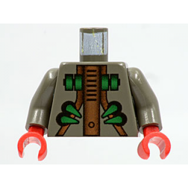 dark gray torso aquazone stingray with green rectangles and spikes copper armor pattern dark gray arms red hands