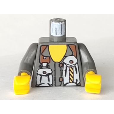 dark gray torso rock raiders two pouches on chest pattern docs dark gray arms yellow hands