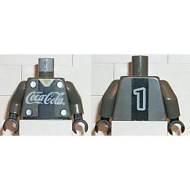 dark gray torso coca-cola logo with v-neck shirt back stripe and 4 buttons pattern dark gray arms black hands