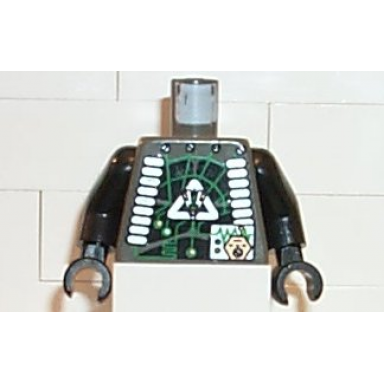 dark gray torso space insectoids green circuitry silver hose on sides pattern black arms black hands