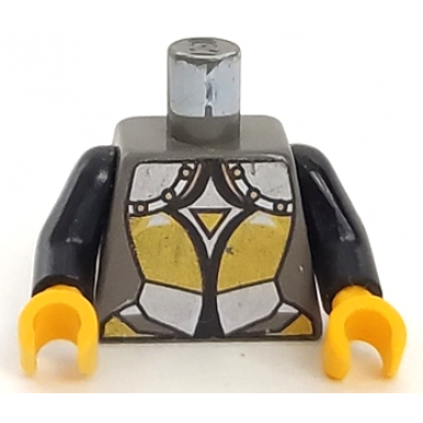 dark gray torso castle knights kingdom plate armor gold and silver female pattern black arms yellow hands