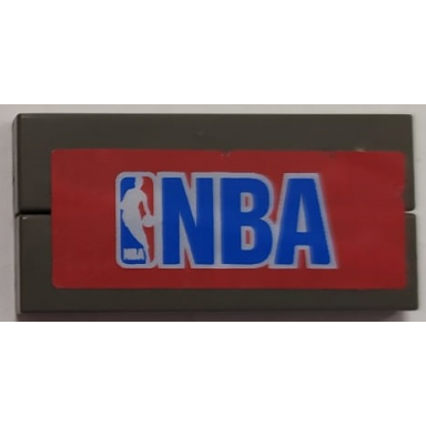 dark gray stickered assembly 4 x 2 with blue nba and logo on red background pattern sticker - set 3432 - 2 tile 1 x 4