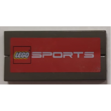 dark gray stickered assembly 4 x 2 with lego sports logo on red background pattern sticker - set 3432 - 2 tile 1 x 4