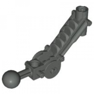 dark gray bionicle ball joint 5 x 7 arm with dual axle hole at 90 degrees