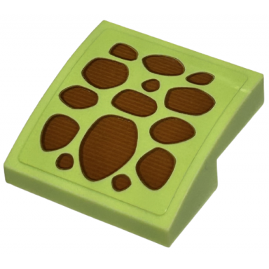 yellowish green slope curved 2 x 2 x 2 3 with reddish brown spots pattern squirt head sticker - set 43226