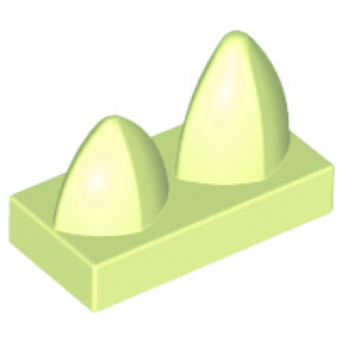 yellowish green tile modified 1 x 2 with 2 teeth vertical