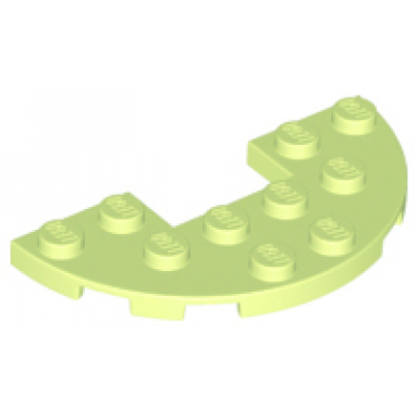 yellowish green plate round half 3 x 6 with 1 x 2 cutout