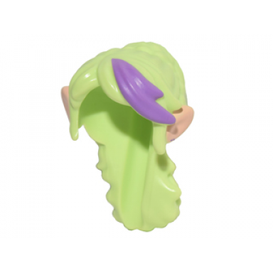 mini doll hair long tapered in back with braids and medium lavender highlight in bangs and light nougat elves ears pattern