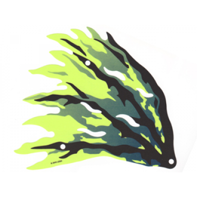 yellowish green cloth wing dragon left with black and dark blue streaks pattern