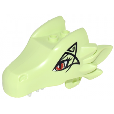 yellowish green dragon head elves jaw upper with red eyes and black pattern ashwing