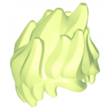 yellowish green minifigure hair tousled and spiked up very high