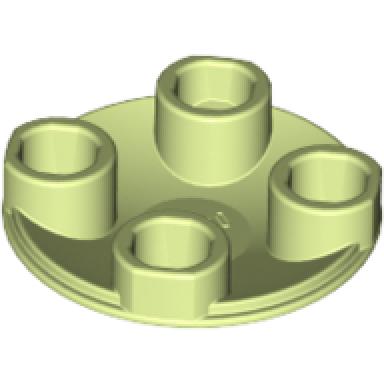 yellowish green plate round 2 x 2 with rounded bottom boat stud