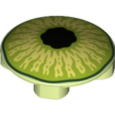 plate round 2 x 2 with rounded bottom boat stud with lime and black eye pattern