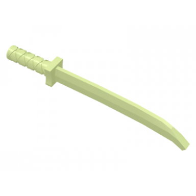 yellowish green minifigure weapon sword shamshir katana square guard with uncapped pommel and hole in hilt