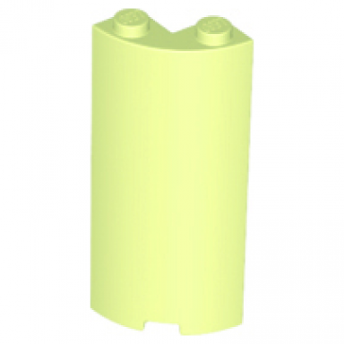 yellowish green cylinder quarter 2 x 2 x 5 with 1 x 1 cutout