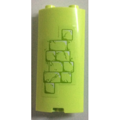 yellowish green cylinder quarter 2 x 2 x 5 with 1 x 1 cutout with yellowish green bricks pattern sticker - set 41188