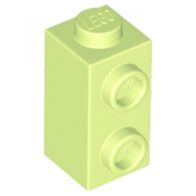 yellowish green brick modified 1 x 1 x 1 2 3 with studs on side