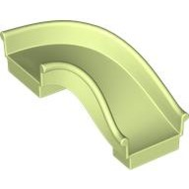 yellowish green duplo slide curved 90 degrees straight sides