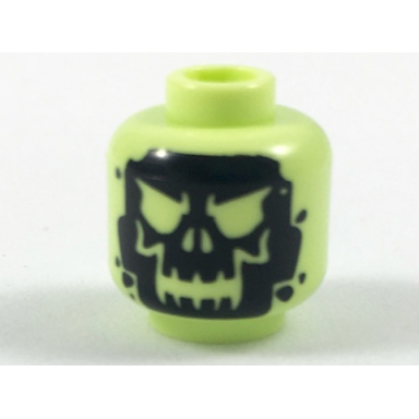 yellowish green minifigure head alien with black skull pattern