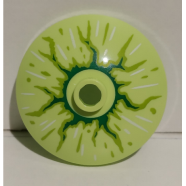 yellowish green dish 3 x 3 inverted radar with cracks dark green and lime pattern