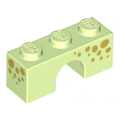 yellowish green arch 1 x 3 with gold spots on three sides pattern