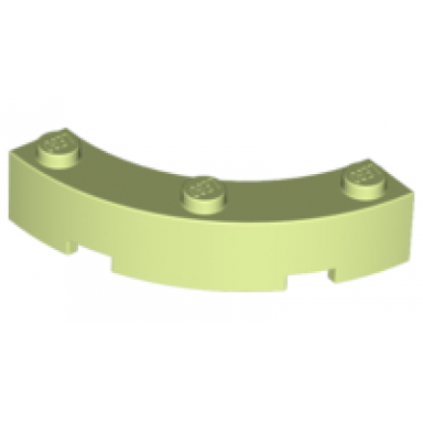 yellowish green brick round corner 4 x 4 macaroni with 3 studs