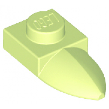 yellowish green plate modified 1 x 1 with tooth horizontal
