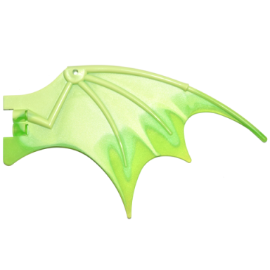 yellowish green dragon wing 19 x 11 with marbled trans-bright green trailing edge pattern