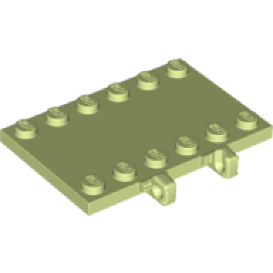 yellowish green hinge plate 4 x 6 locking dual 1 finger on side