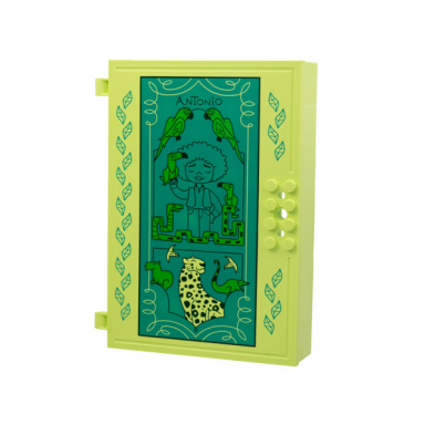 yellowish green container book cover half 16 x 12 x 2 2 3 with lock compartment storybook adventures with antonio animals dark turquoise panel pattern