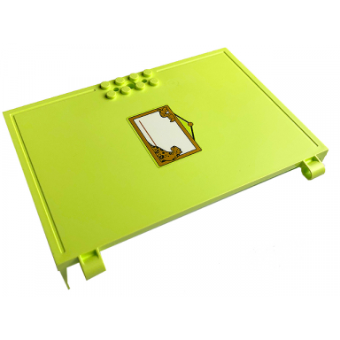 yellowish green container book cover half 16 x 12 x 2 2 3 with lock compartment storybook adventures with hanging notice board with picture of toucan and jaguar in gold frame pattern sticker - set 43200