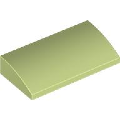 yellowish green slope curved 2 x 4 x 2 3 with bottom tubes